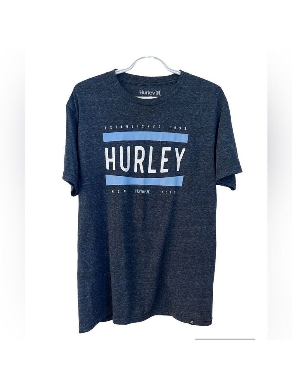 Hurley Lightweight Logo T Shirt Blue Heathered Medium